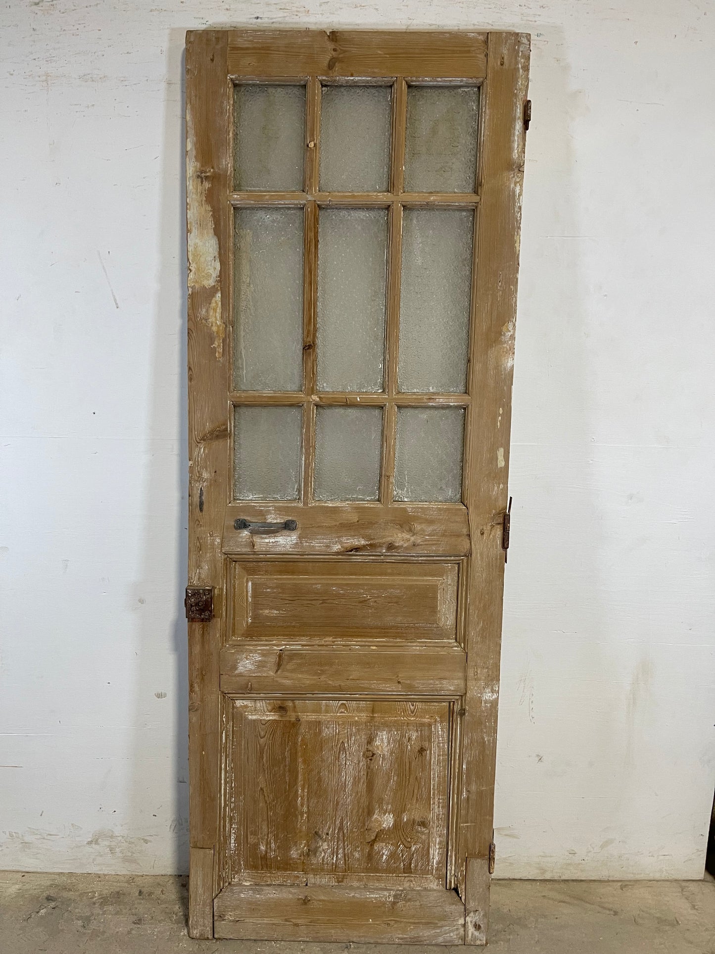 Antique  French Panel Door with Glass  (83.75x29) L137