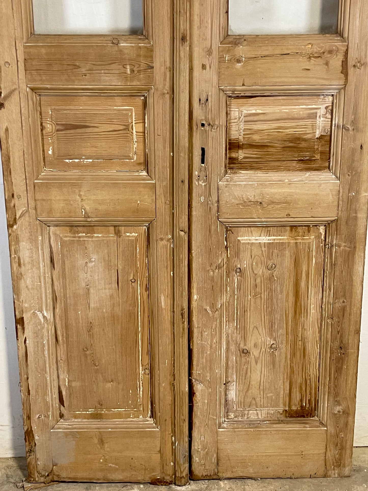 Antique French panel doors with glass (94.25x38.5) L142