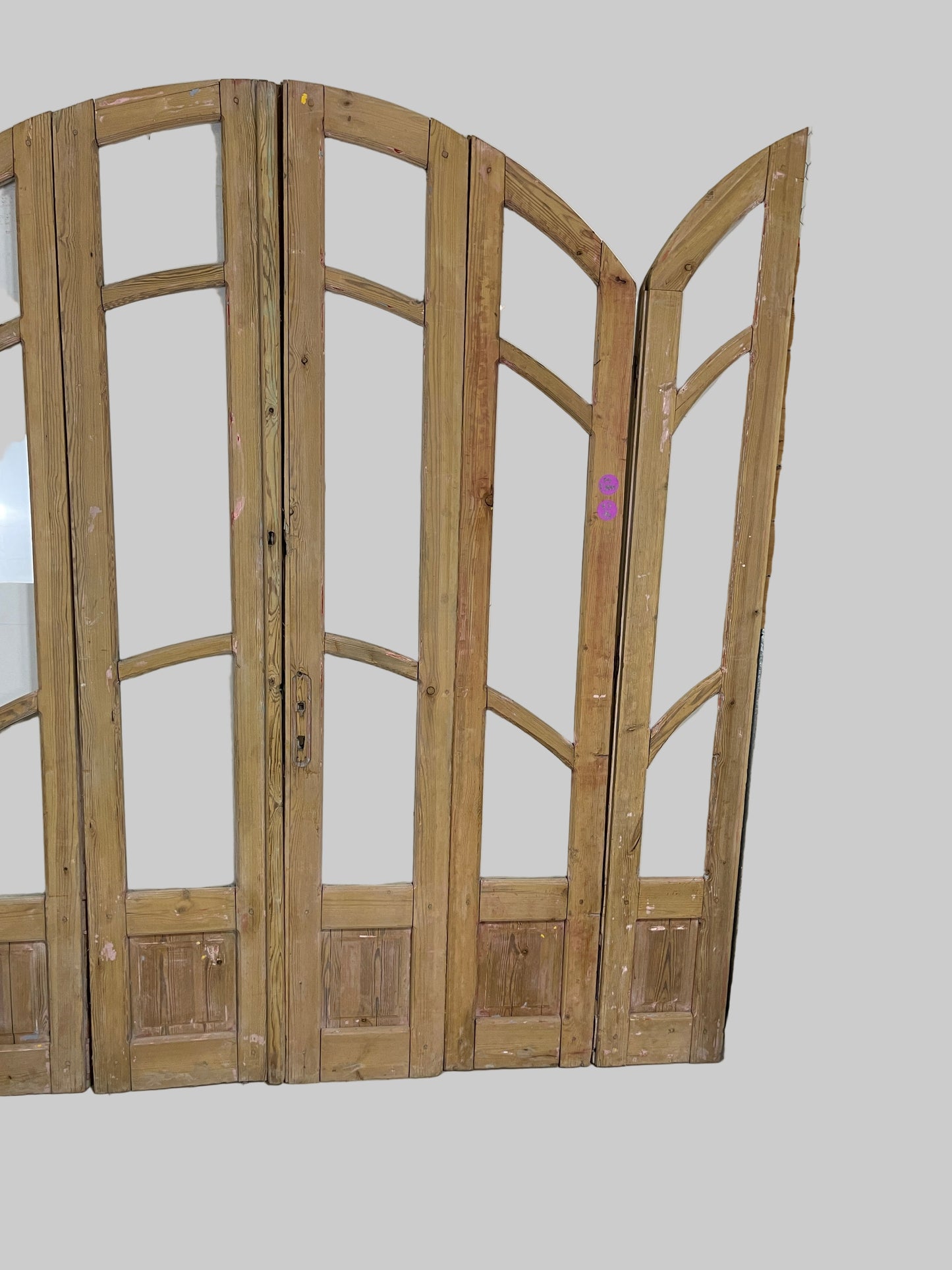 Antique French panel arched doors with Glass (97 x 100) P4