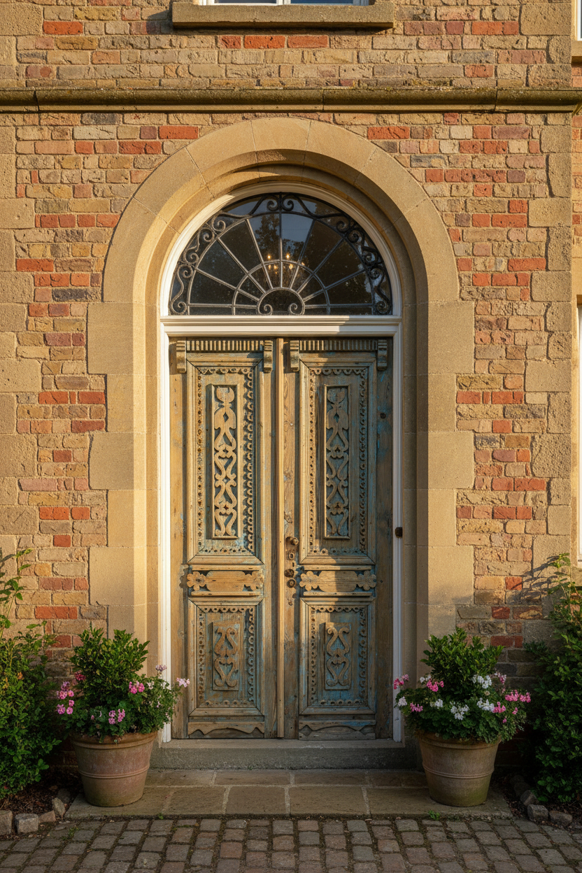 Antique French panel doors with Carvings (88.5 x 47) P30