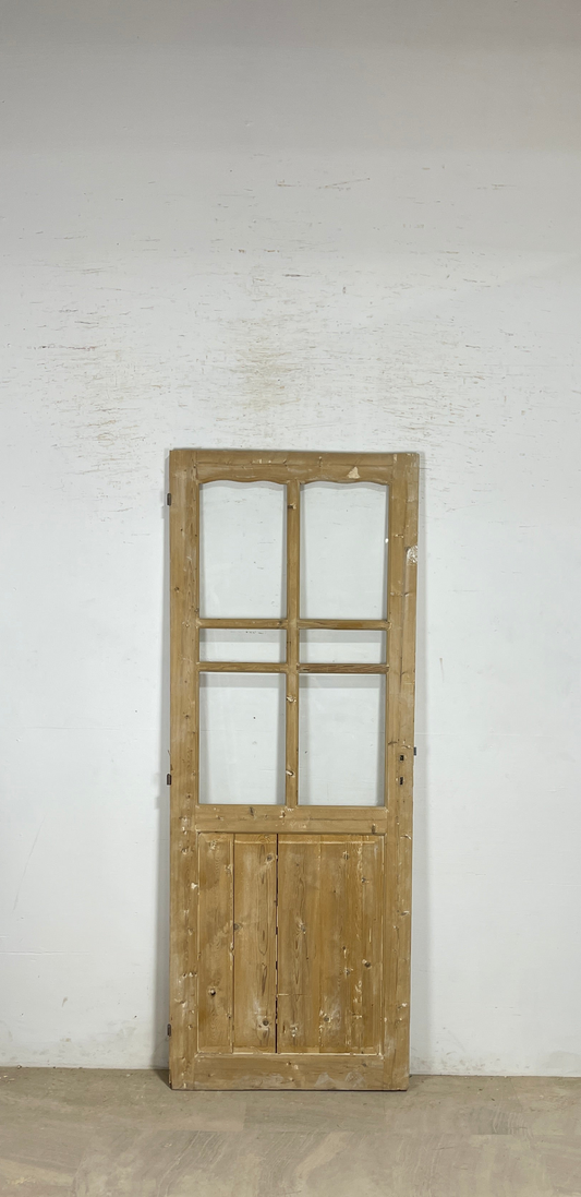 Antique French panel single door with glass (84.5x32.5) P202