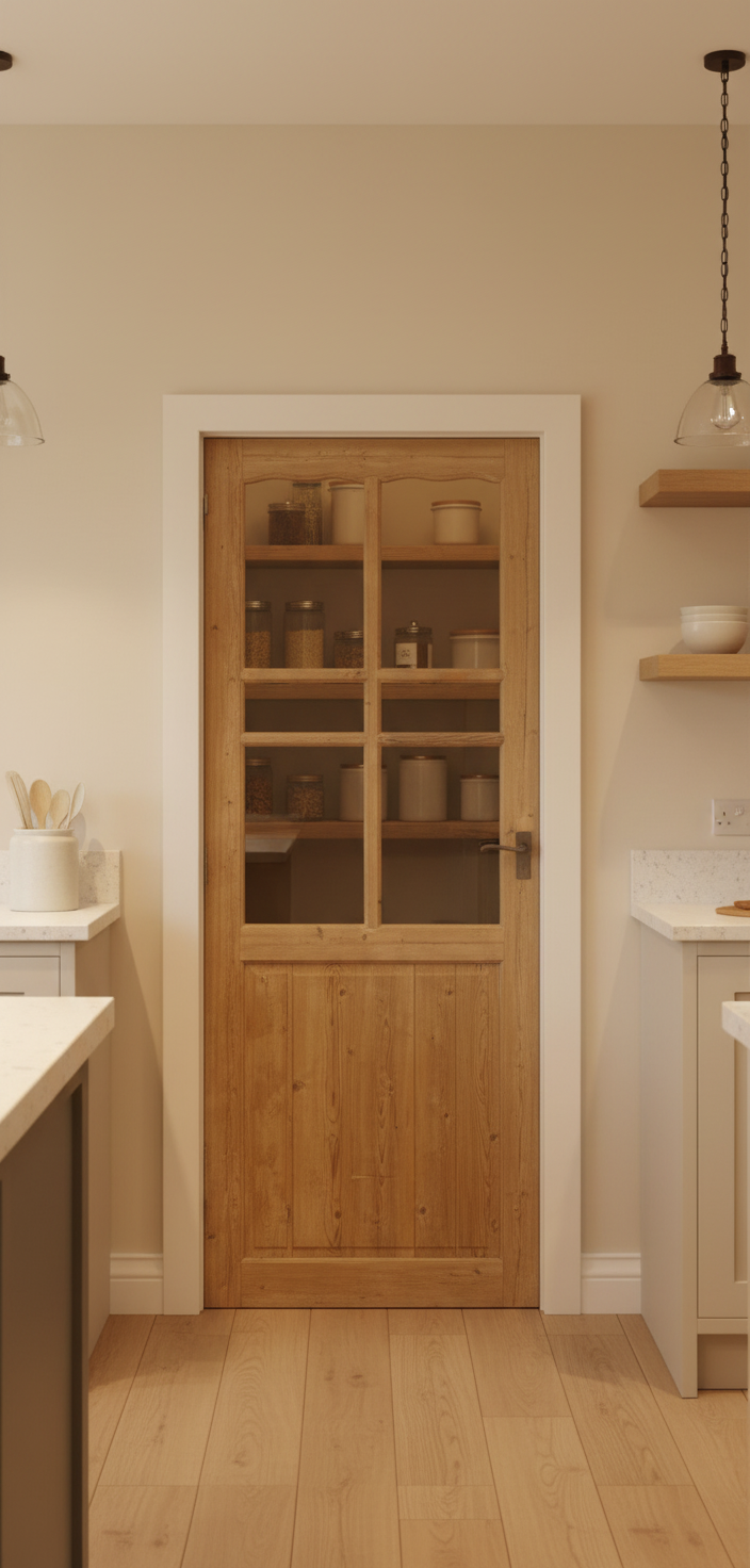 Antique French panel single door with glass (84.5x32.5) P202