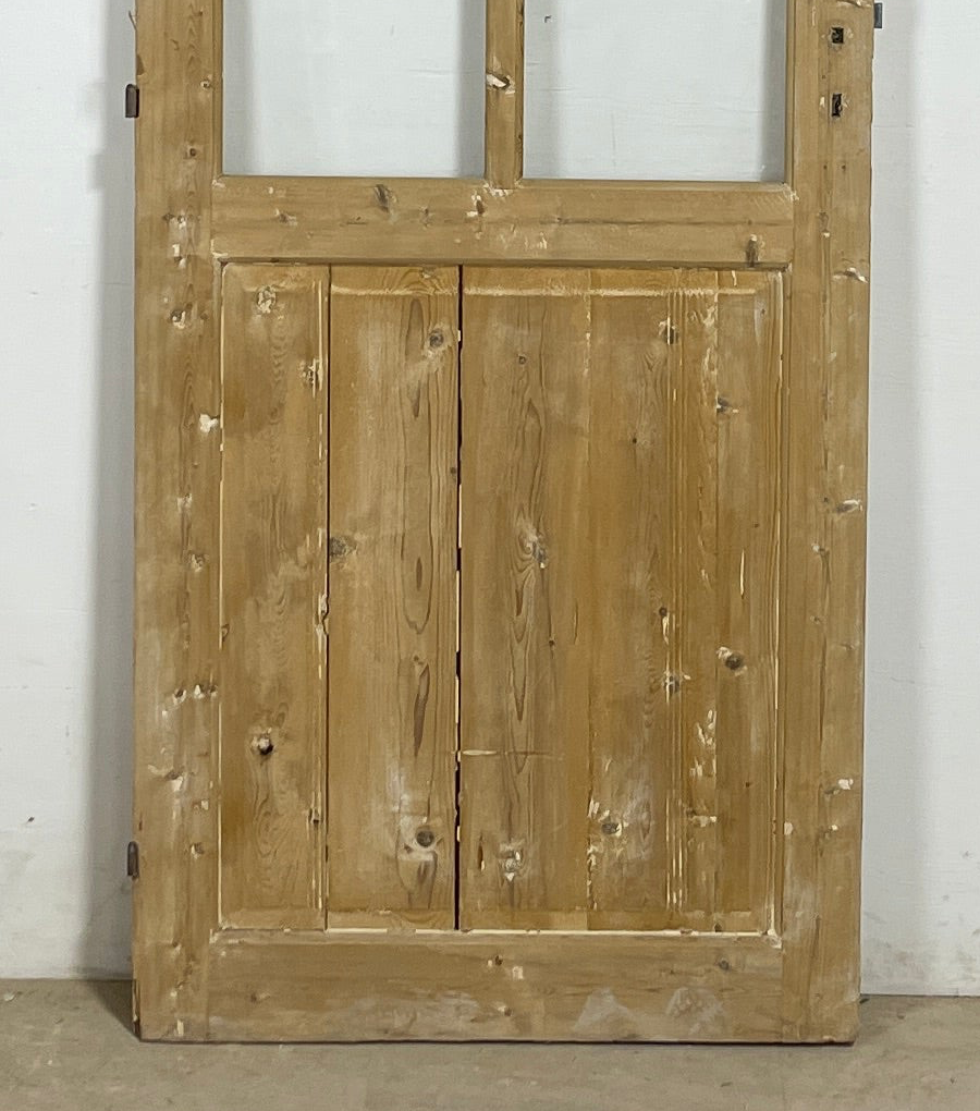 Antique French panel single door with glass (84.5x32.5) P202