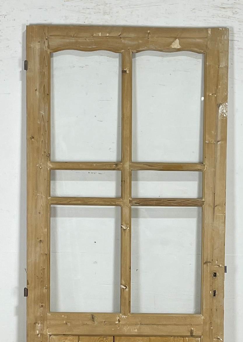 Antique French panel single door with glass (84.5x32.5) P202