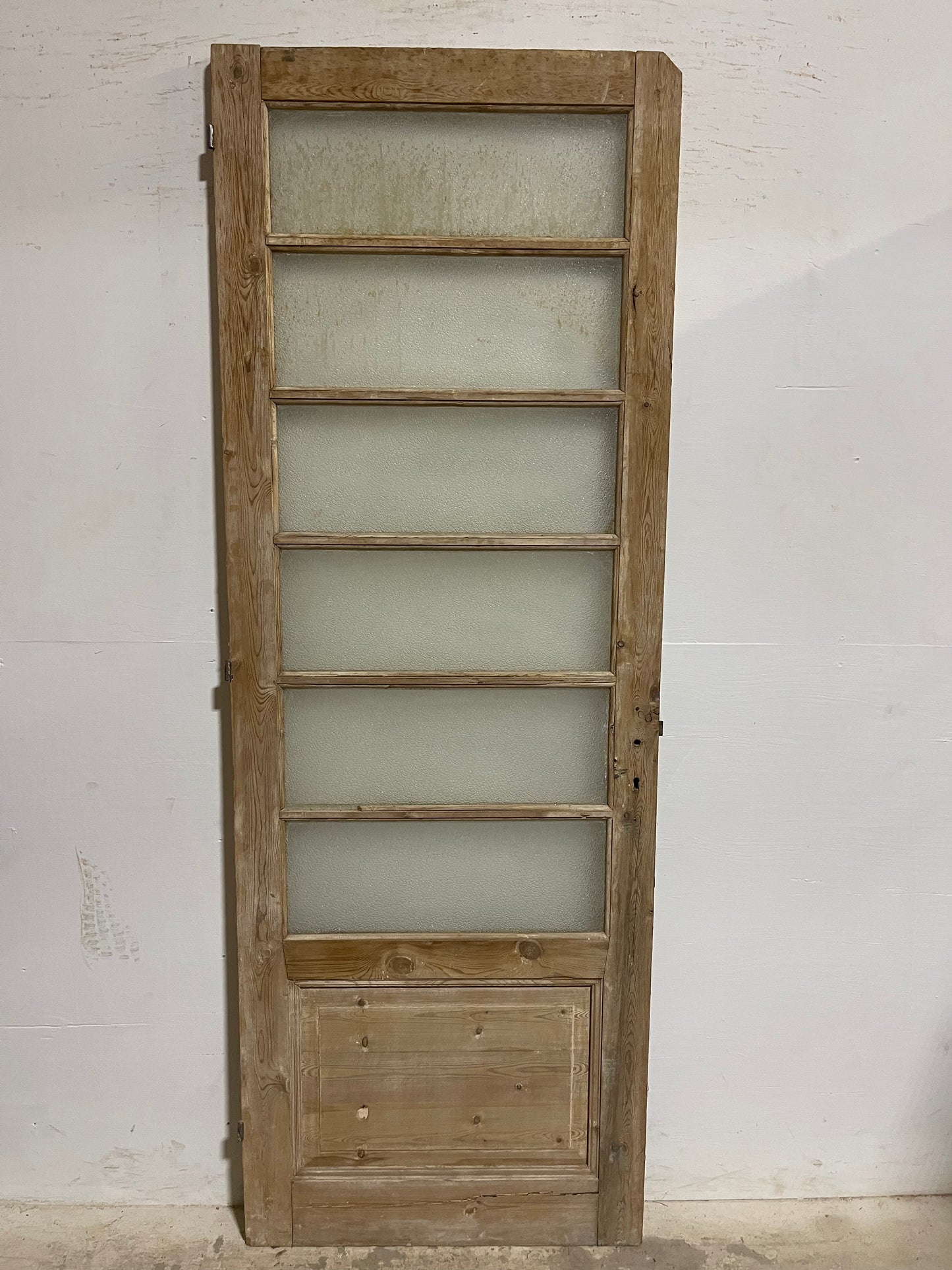 Antique  French Panel Door with Glass  (89.5x31.75) J912
