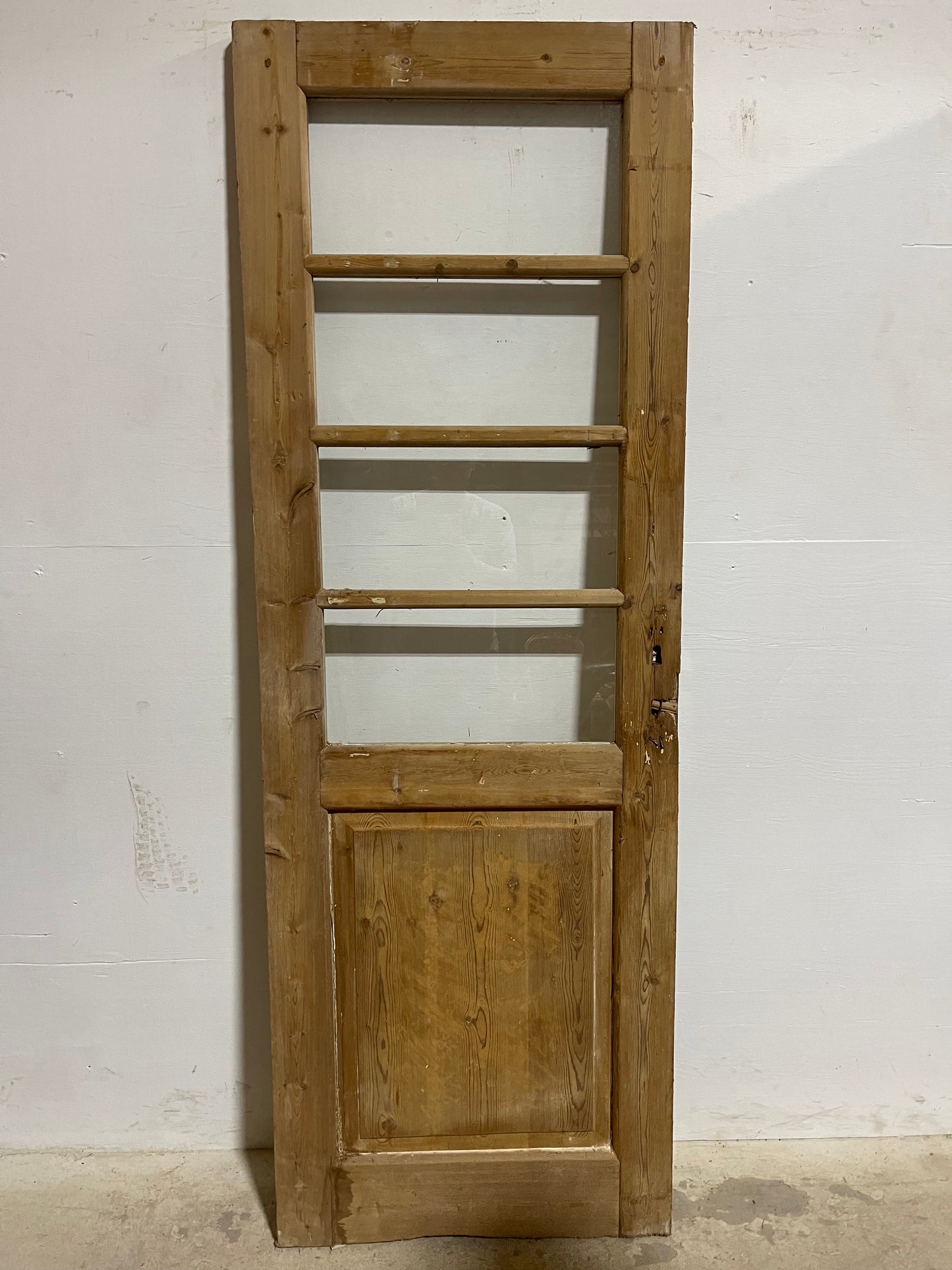 Antique  French Panel Door with Glass  (79.75x27.5) J913
