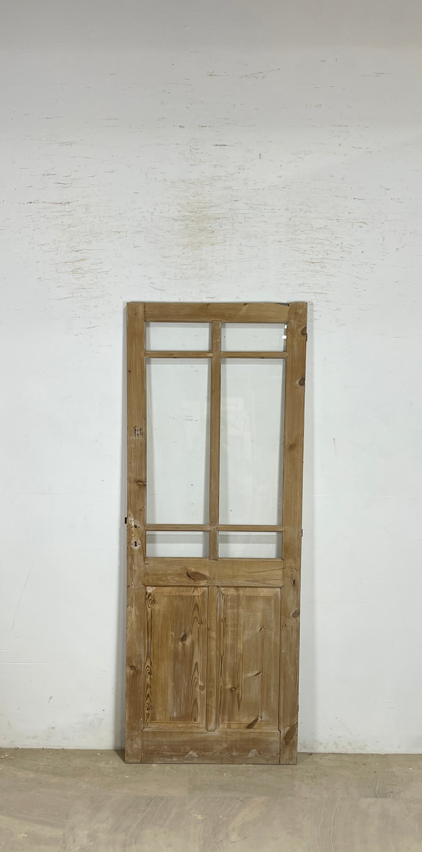 Antique French panel single door with glass (81x31) P191