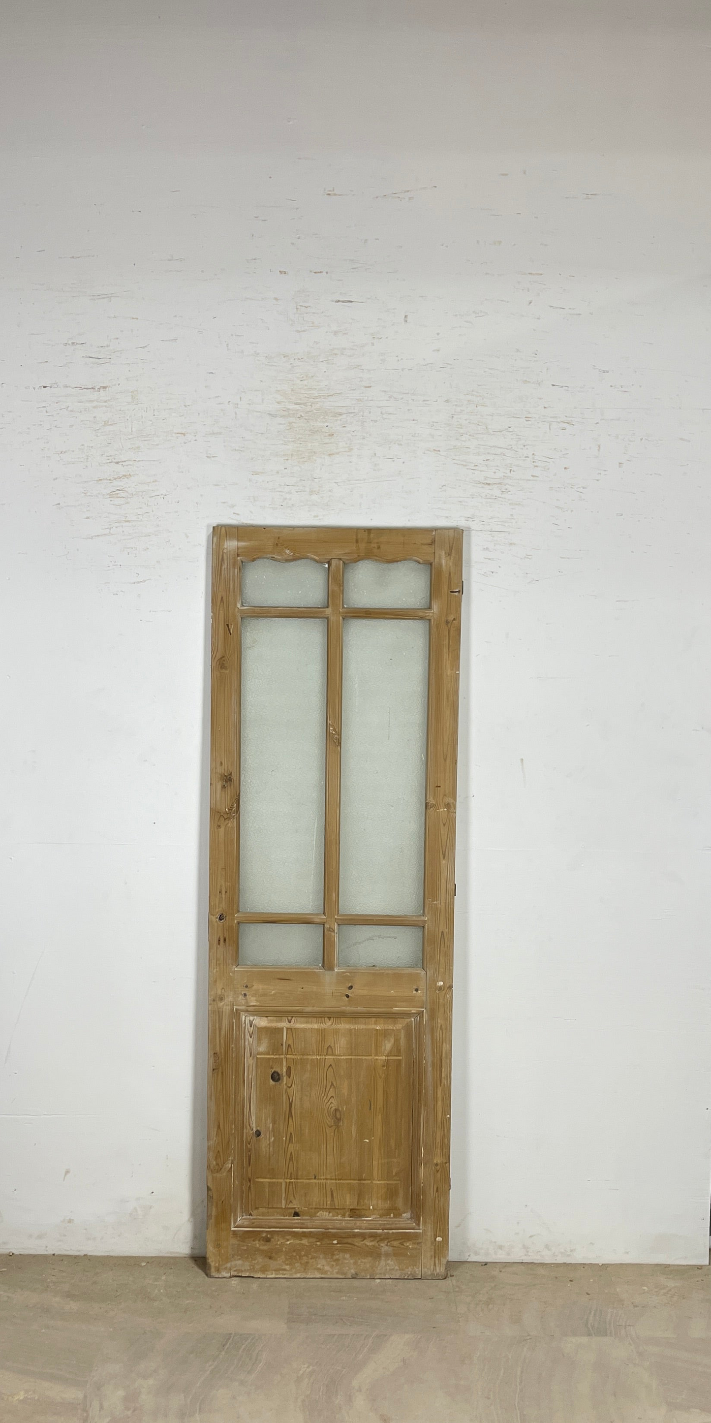 Antique French panel single door with glass (83x27.5) P201