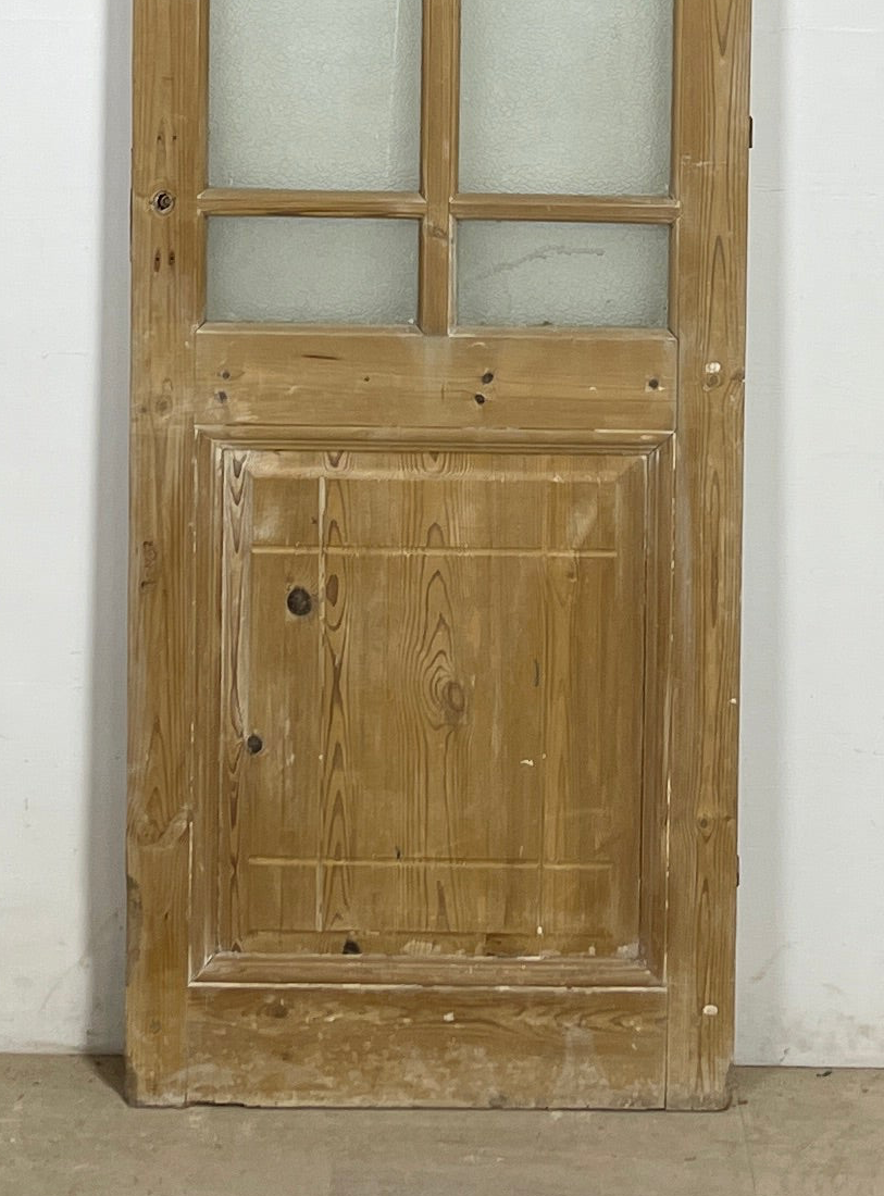 Antique French panel single door with glass (83x27.5) P201
