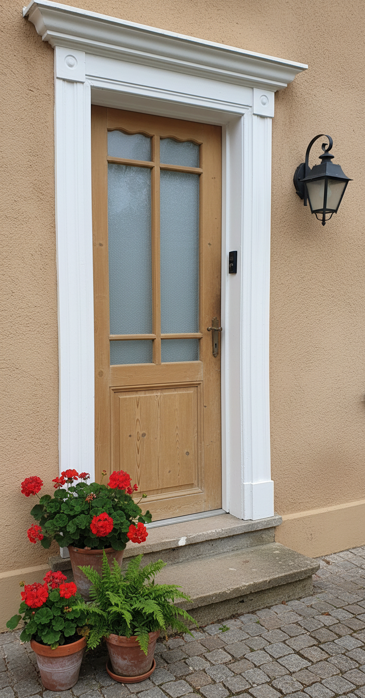 Antique French panel single door with glass (83x27.5) P201