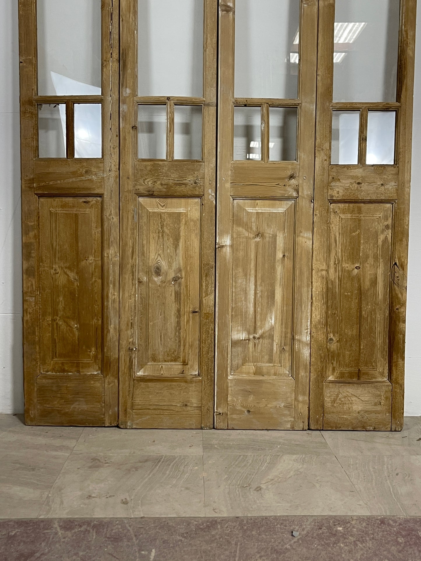 Antique French panel doors with Glass (98.5 x 58)  O59 4 piece set