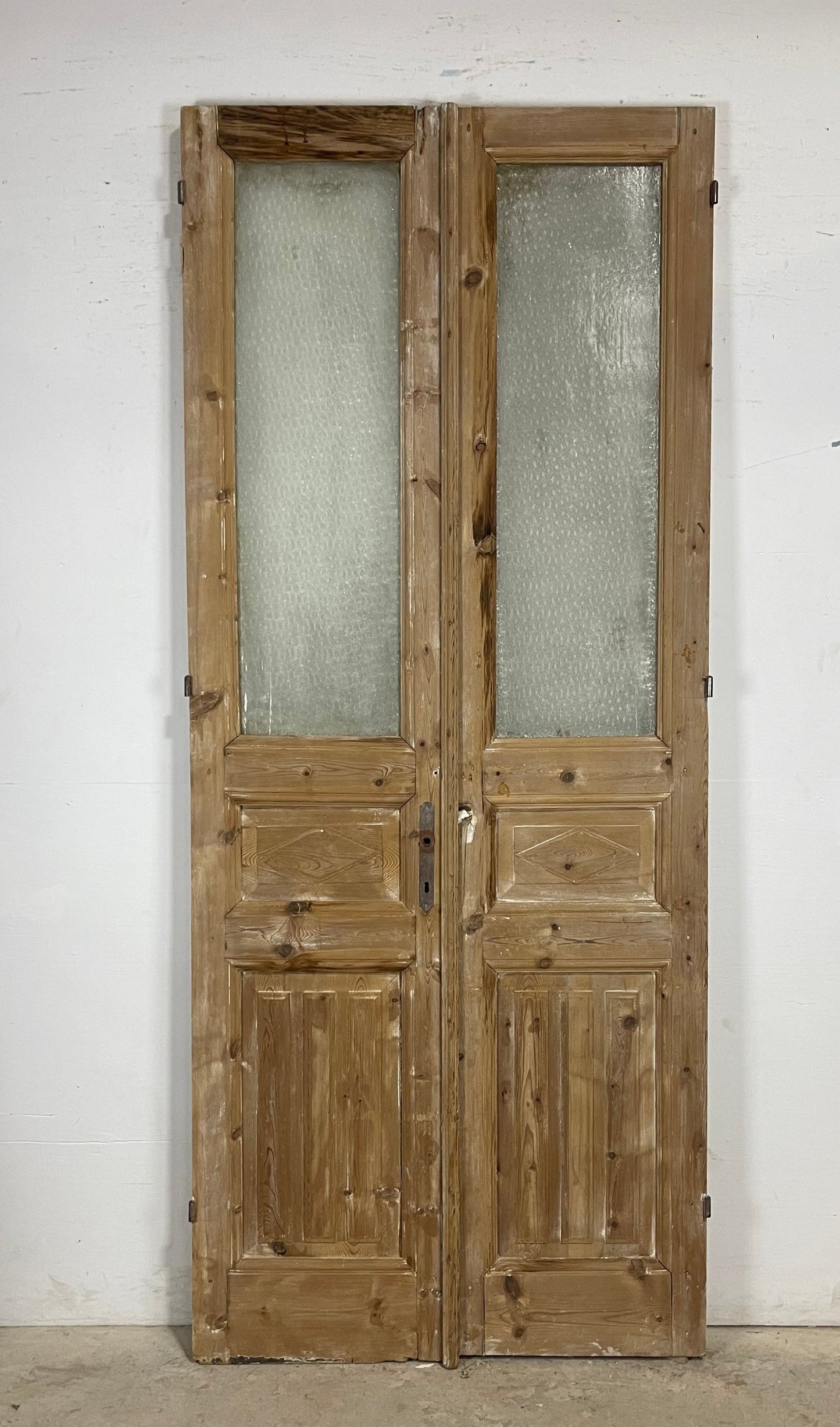 Antique  French Panel Doors with glass (102x42.5)   M108