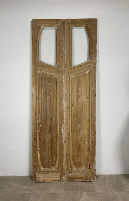 Antique French panel door with Glass  (100.75 x 40)  O10