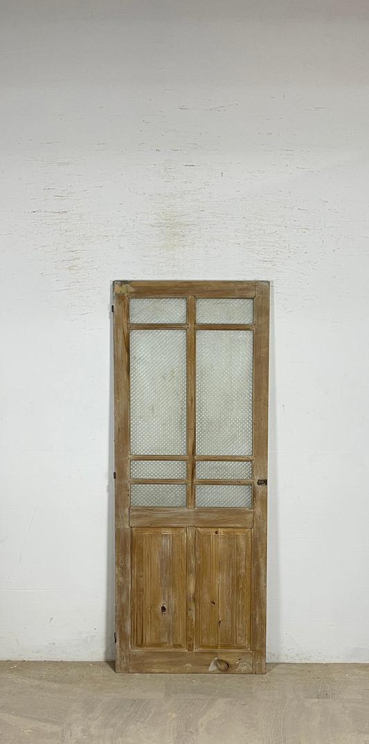 Antique French panel single door with glass (84x33) P193