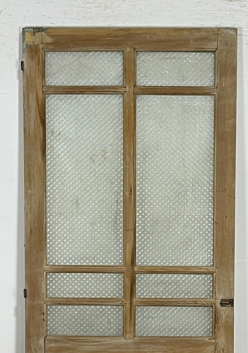 Antique French panel single door with glass (84x33) P193