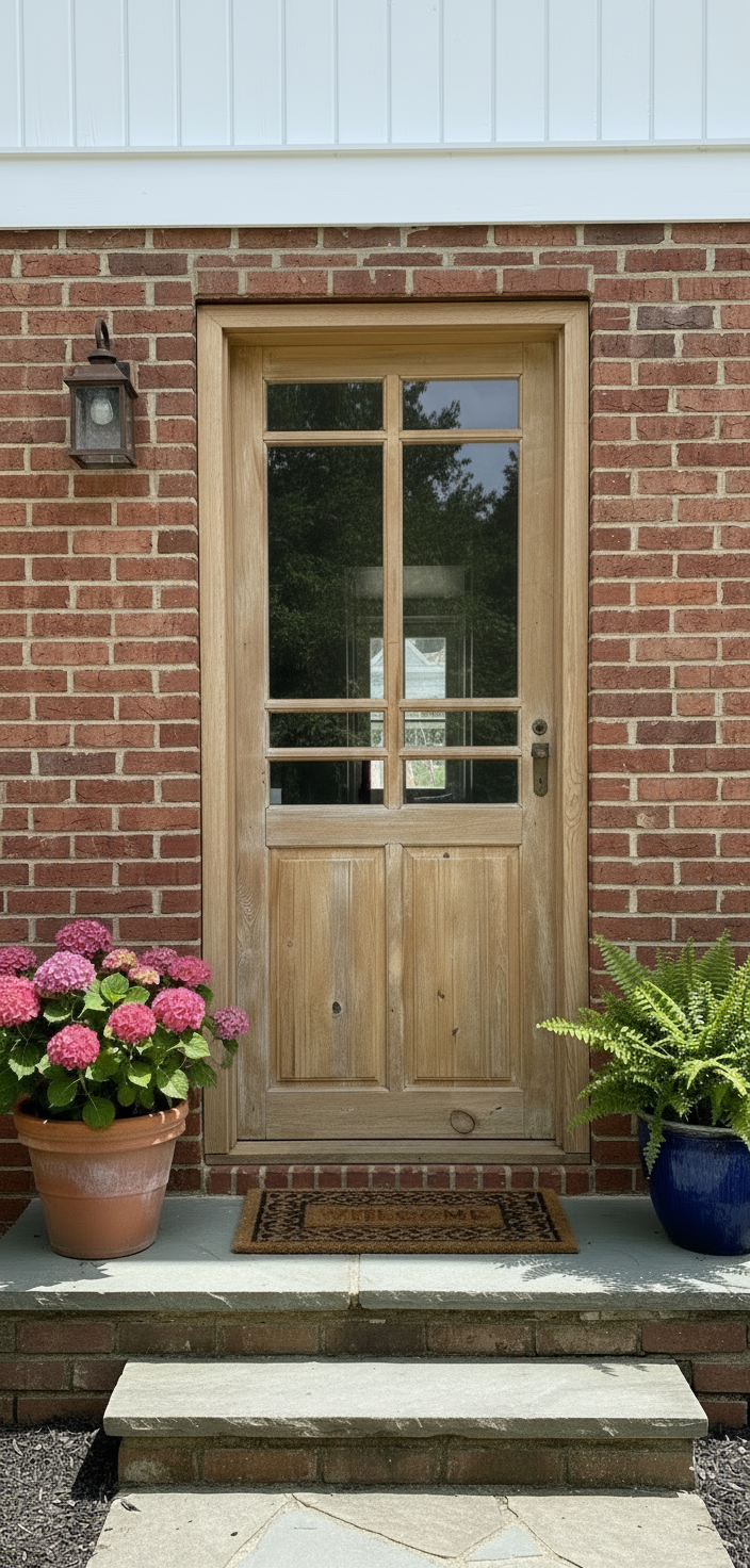 Antique French panel single door with glass (84x33) P193