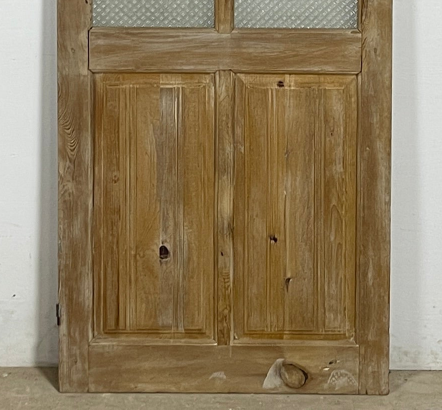 Antique French panel single door with glass (84x33) P193