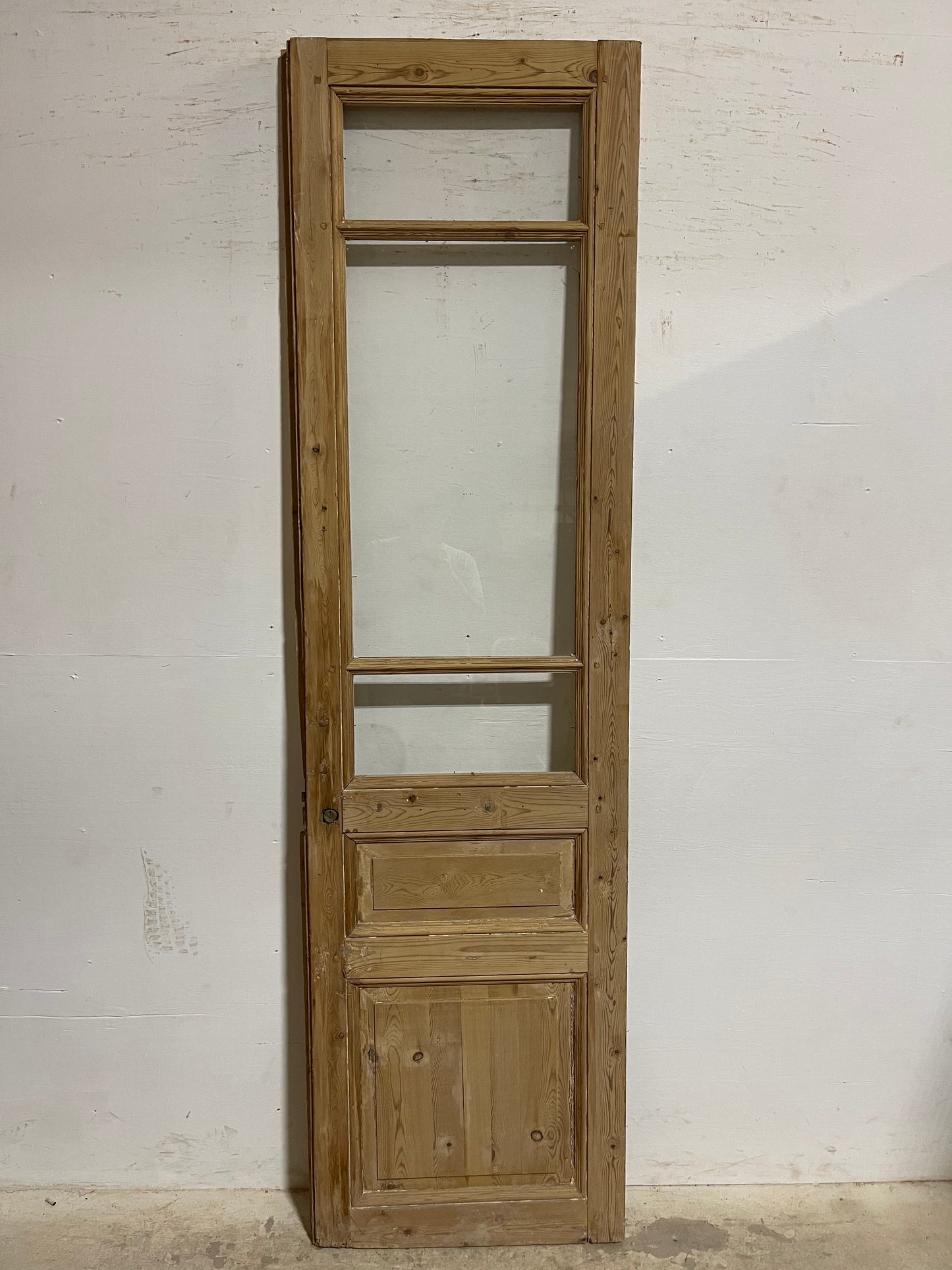 Antique  French Panel Door with Glass  (93.25x25.25) J915