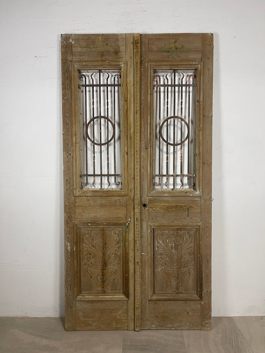 Antique French panel doors with Metal (90.5 x 45.5) O40