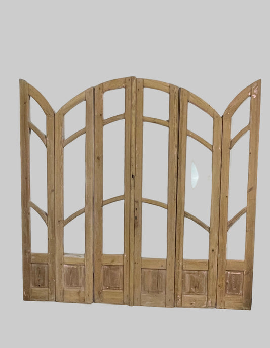 Antique French panel arched doors with Glass (97 x 100) P7