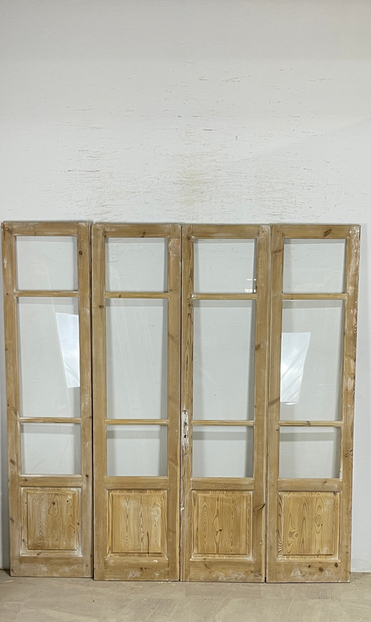 Antique French panel doors with Glass - 4 Piece set (84x85.5) P179