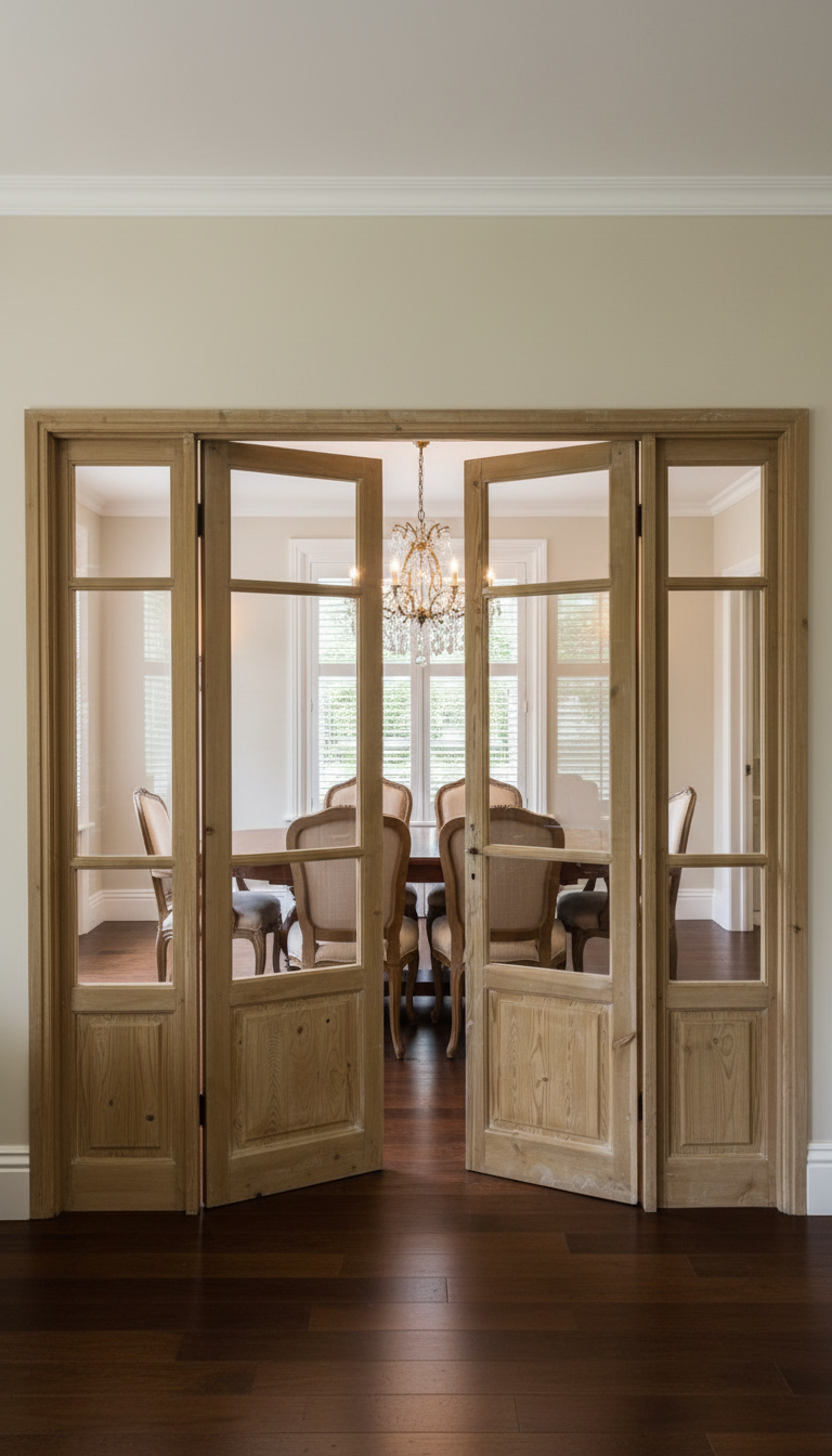 Antique French panel doors with Glass - 4 Piece set (84x85.5) P179