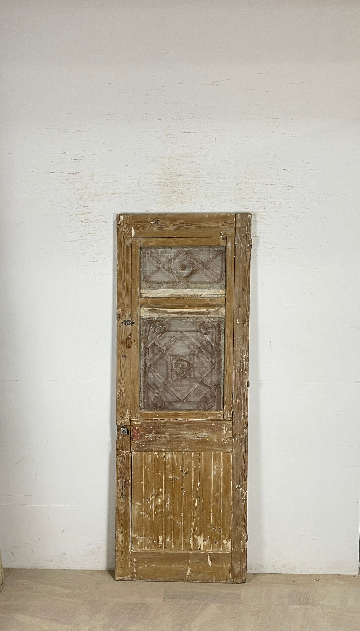 Antique French panel single door with Metal (87.5x32) P212