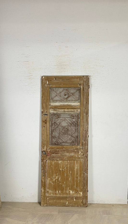 Antique French panel single door with Metal (87.5x32) P212