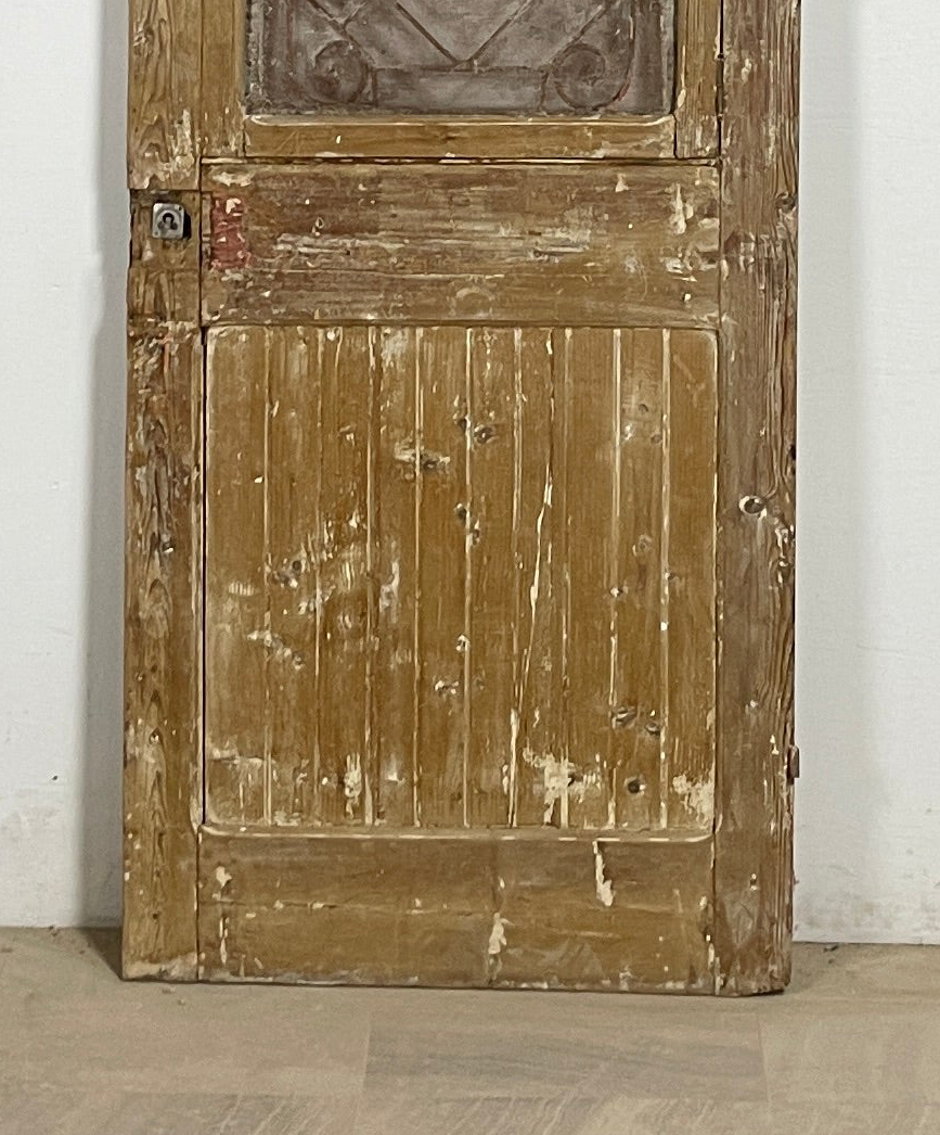Antique French panel single door with Metal (87.5x32) P212