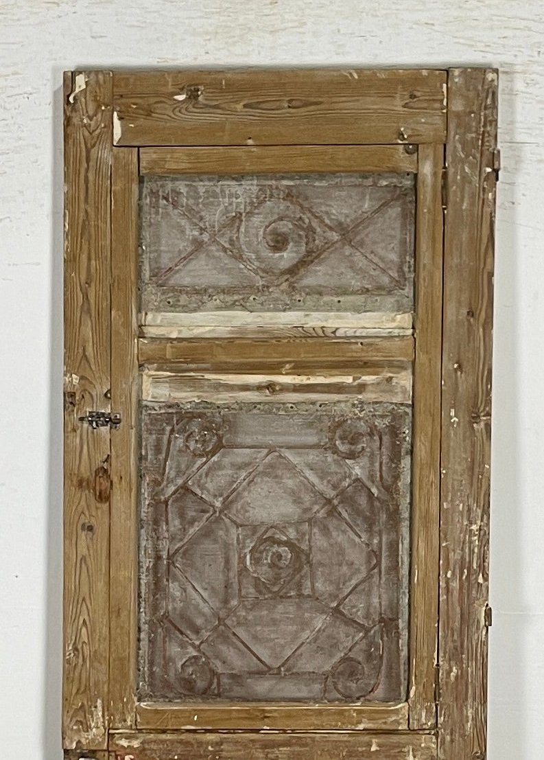 Antique French panel single door with Metal (87.5x32) P212