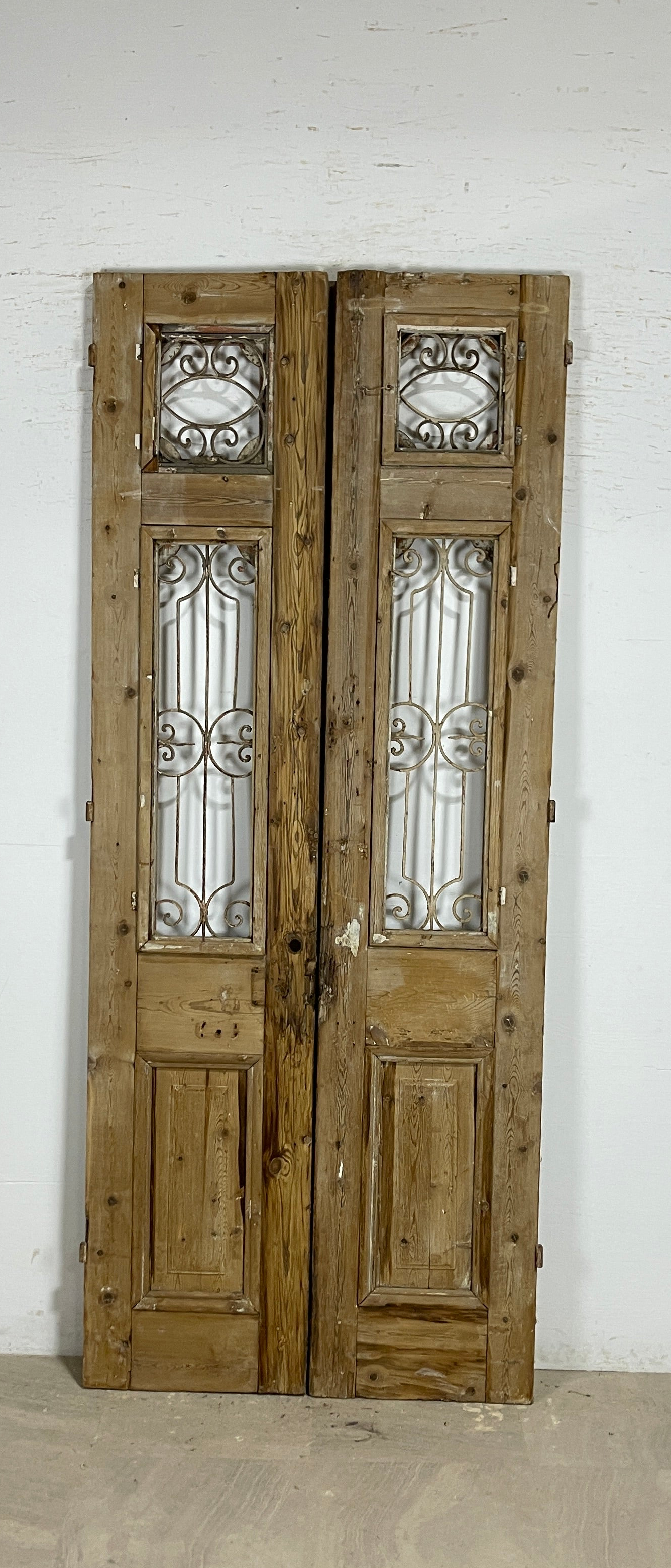Antique French panel doors with Metal (97x40) P123