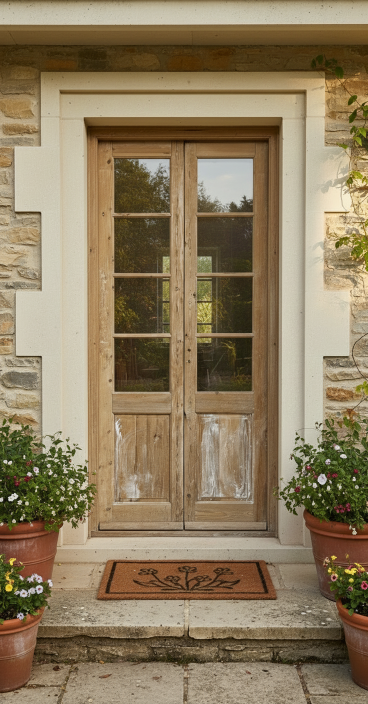 Antique French panel doors with Glass (99.5x43.5) P160