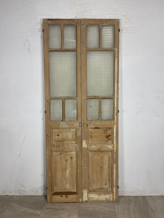 Antique French Panel Doors with Glass   ( 93.5 x 37.75)N225