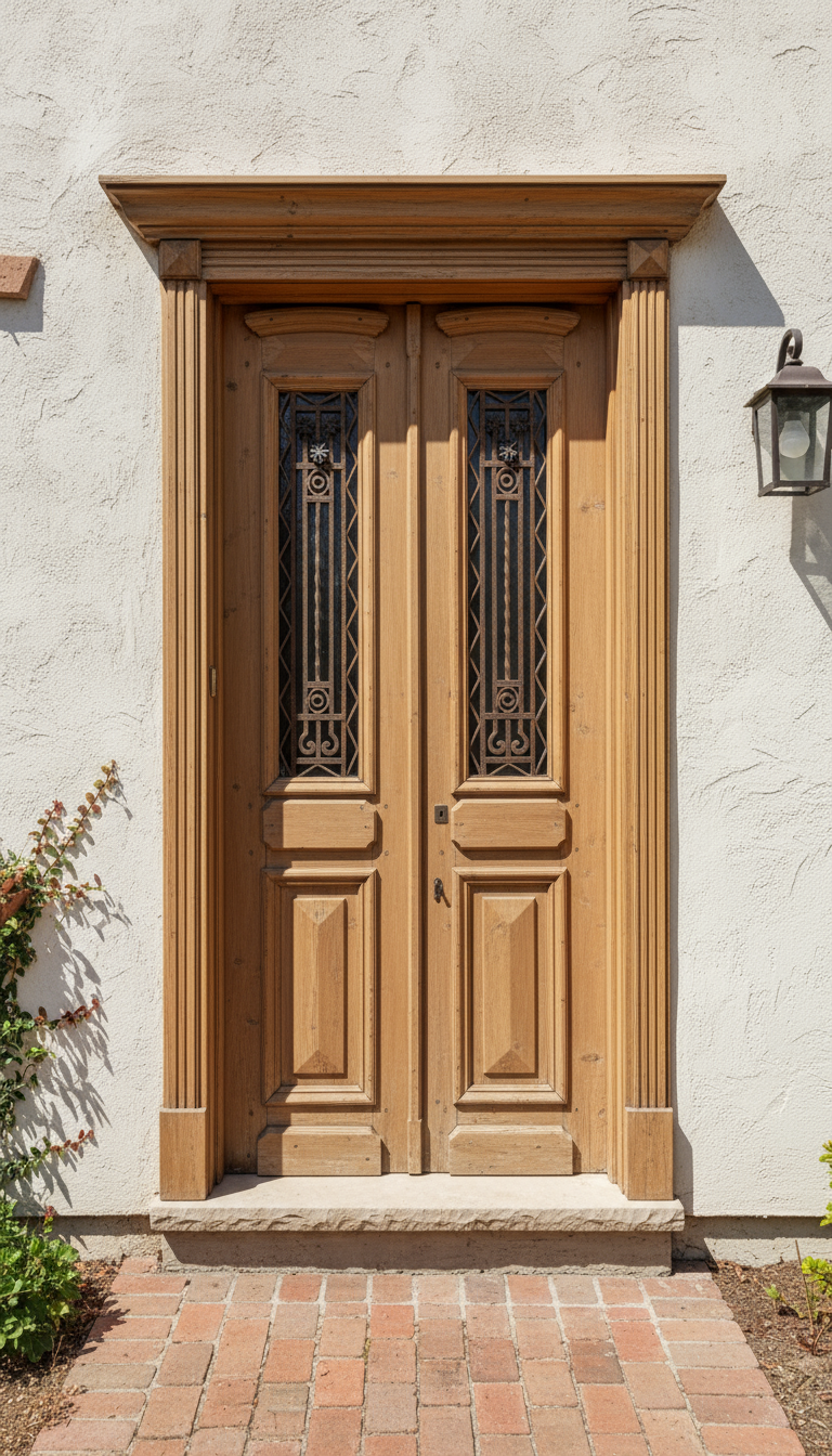 Antique French panel doors with Metal (96x39.5) P111