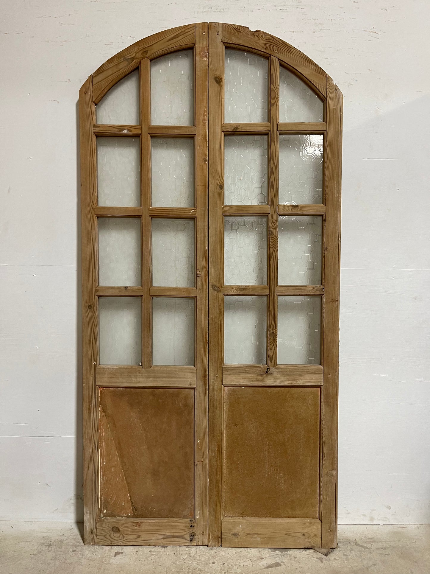 Antique French Panel Doors with Glass Arched (88x43.25) J319
