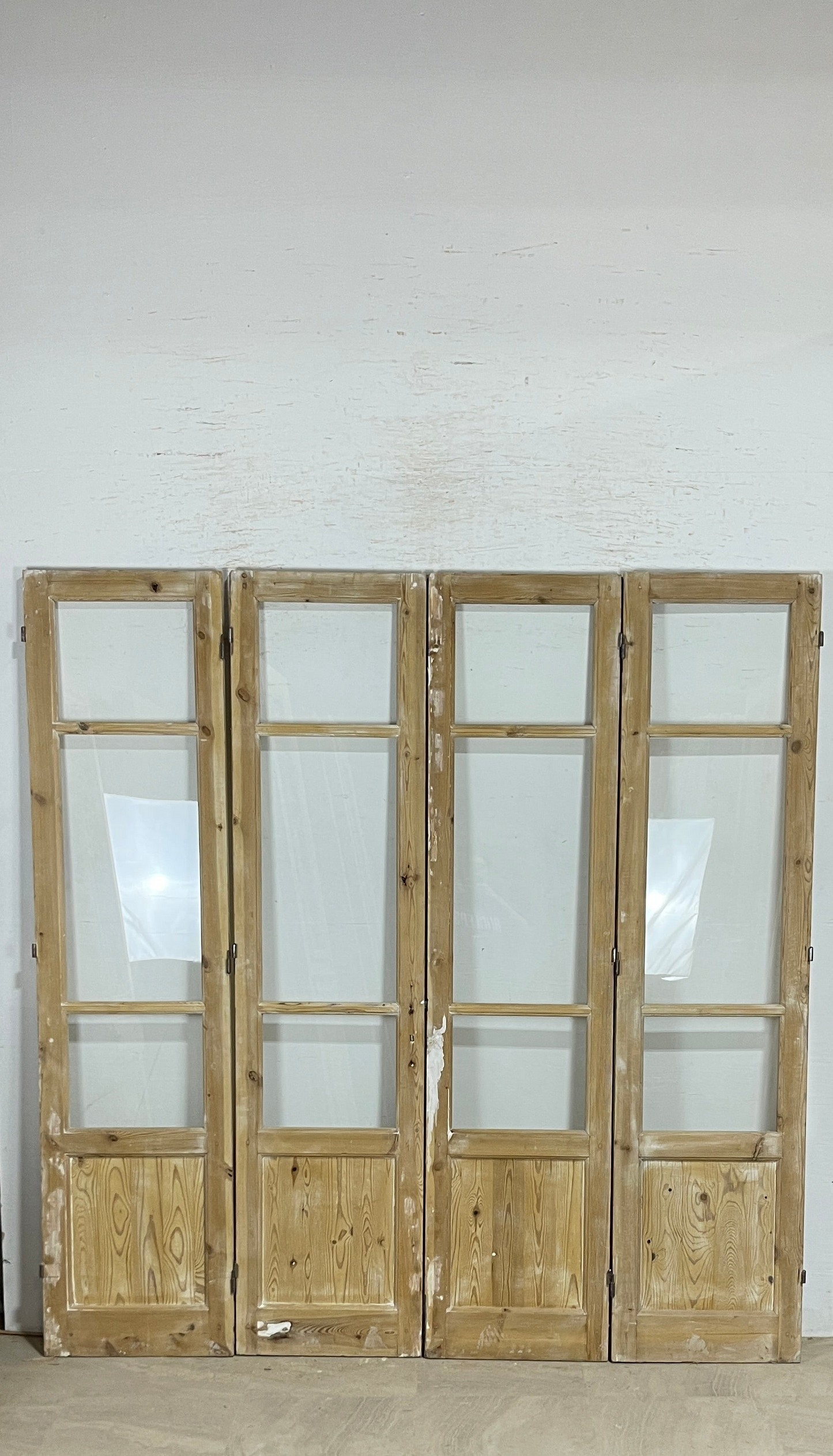 Antique French panel doors with Glass - 4 Piece set (84x85.5) P179