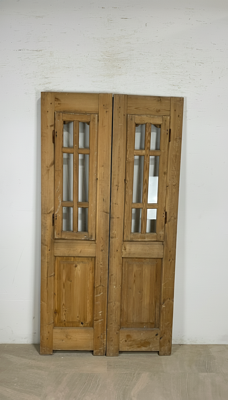 Antique French panel doors with Glass (85x45) P135