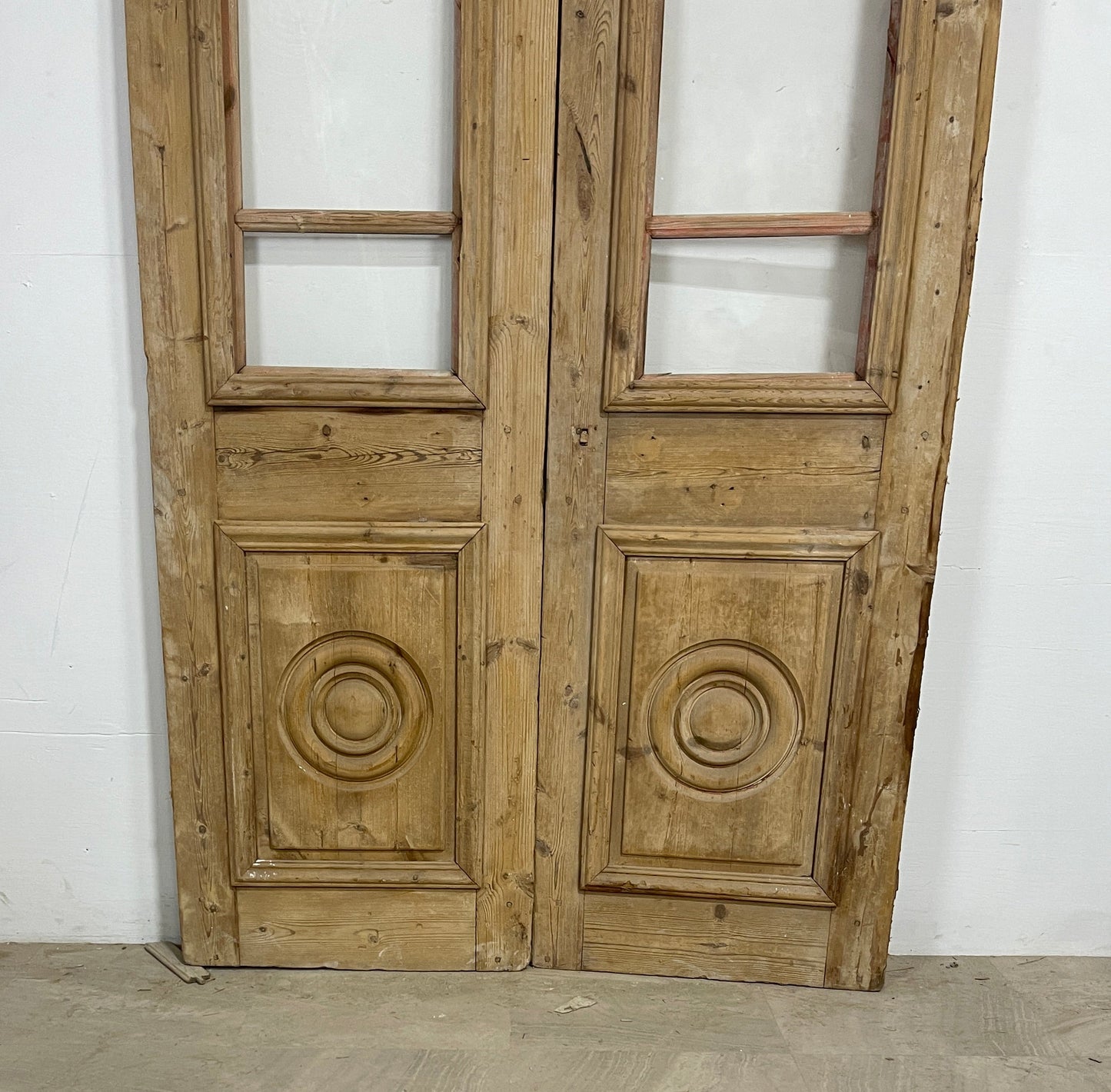 Antique French panel doors with Glass and carvings (91 x 51.5)  P8