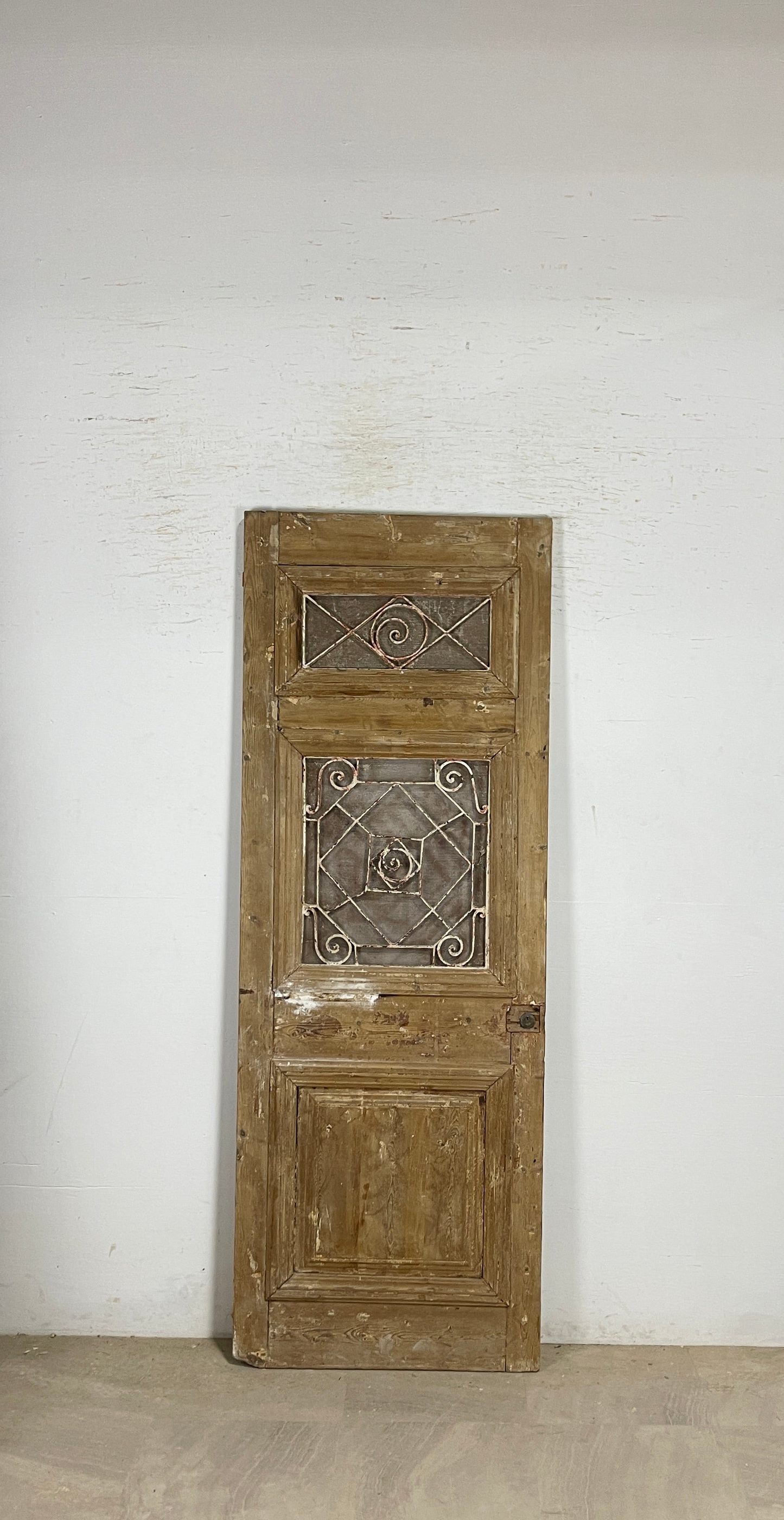 Antique French panel single door with Metal (87.5x32) P212