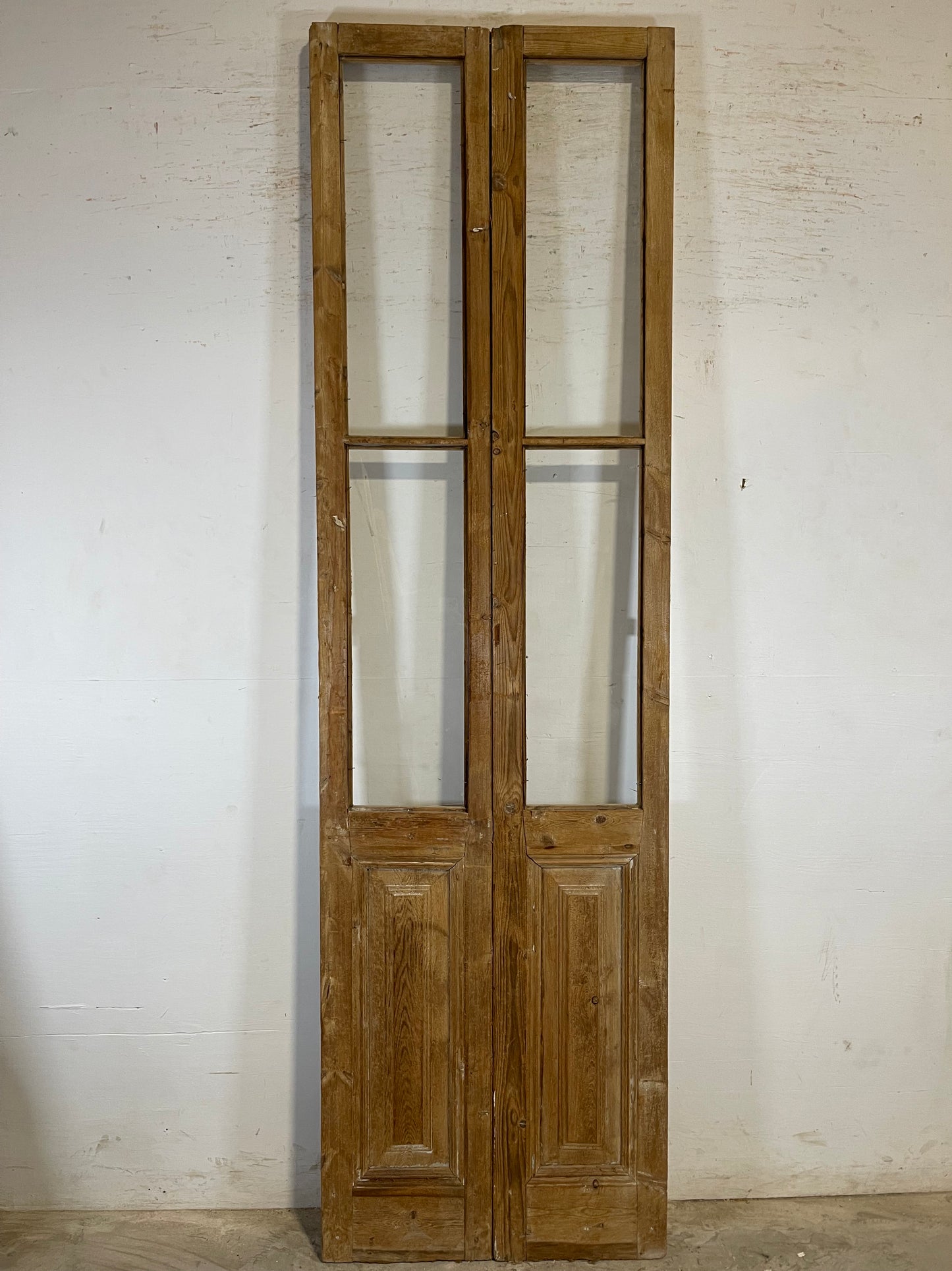 Antique French panel doors with glass (100.5x29) L147
