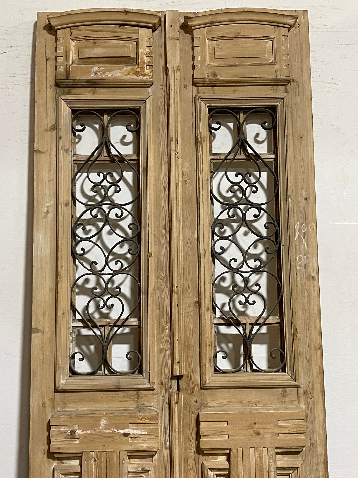 Antique French Panel Doors with Metal (98.5x39.75) K109
