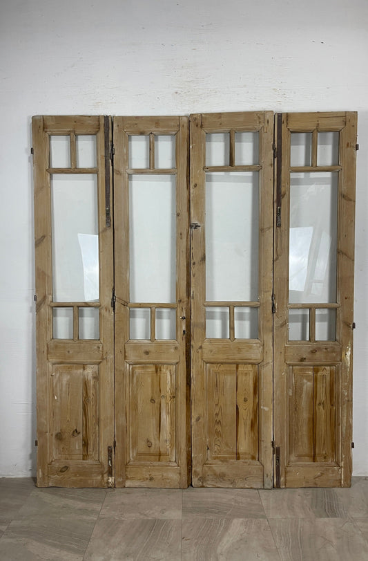Antique French Panel Doors with glass  (88.5x76)  N147