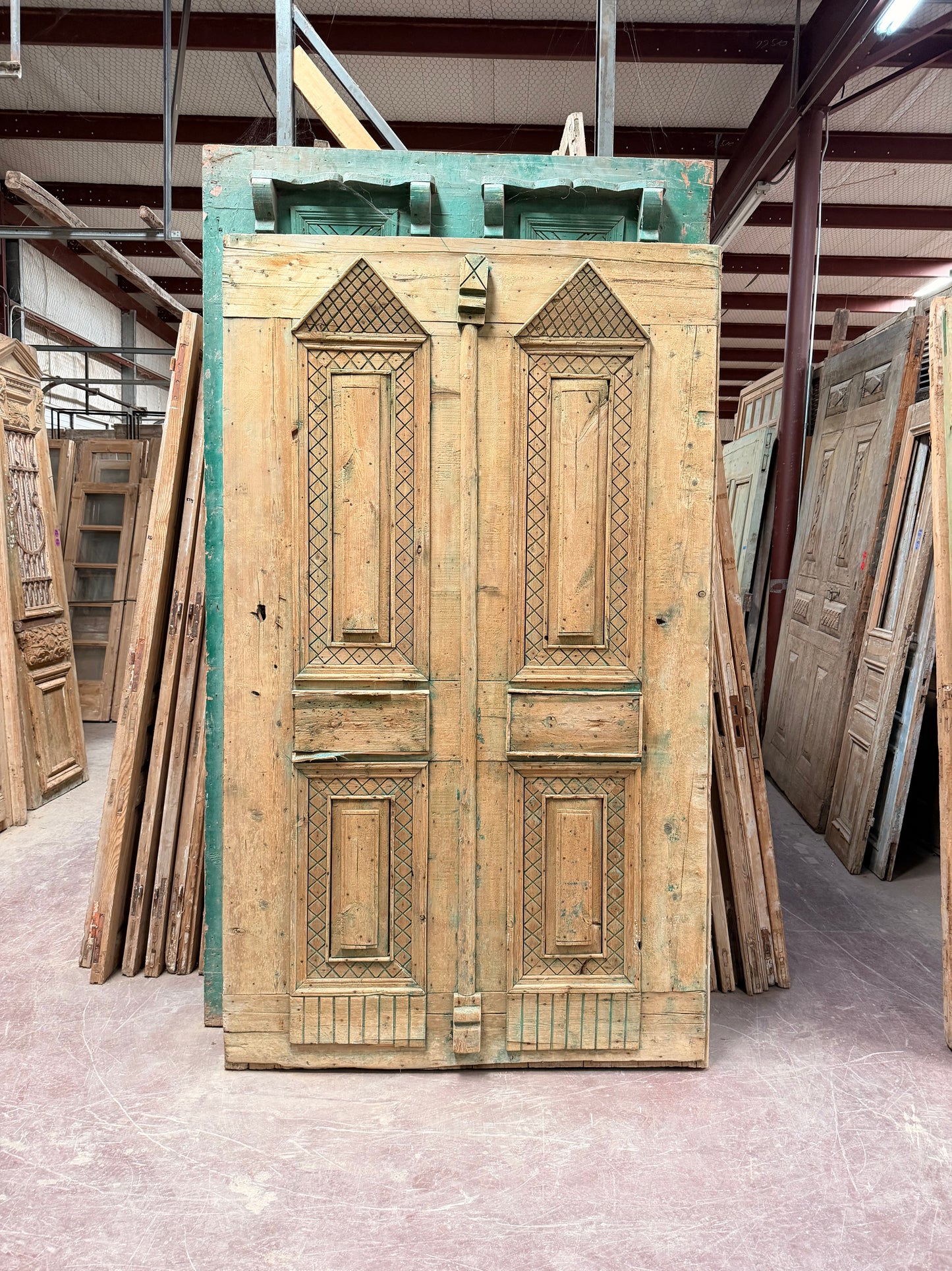 Antique French panel door with carvings (99x59) P131