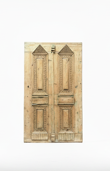 Antique French panel door with carvings (99x59) P131