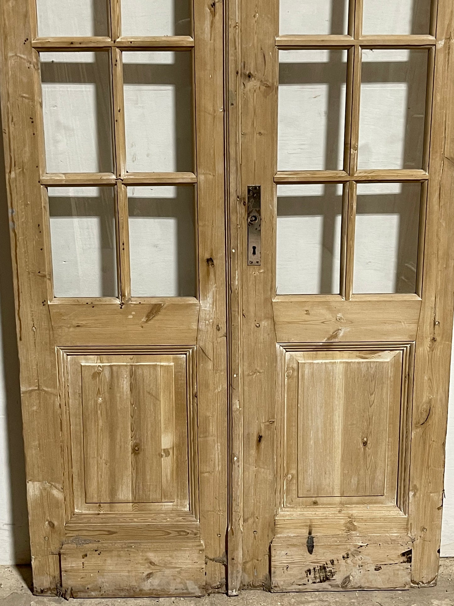 Antique French panel doors with glass (103.5x40.5) L100