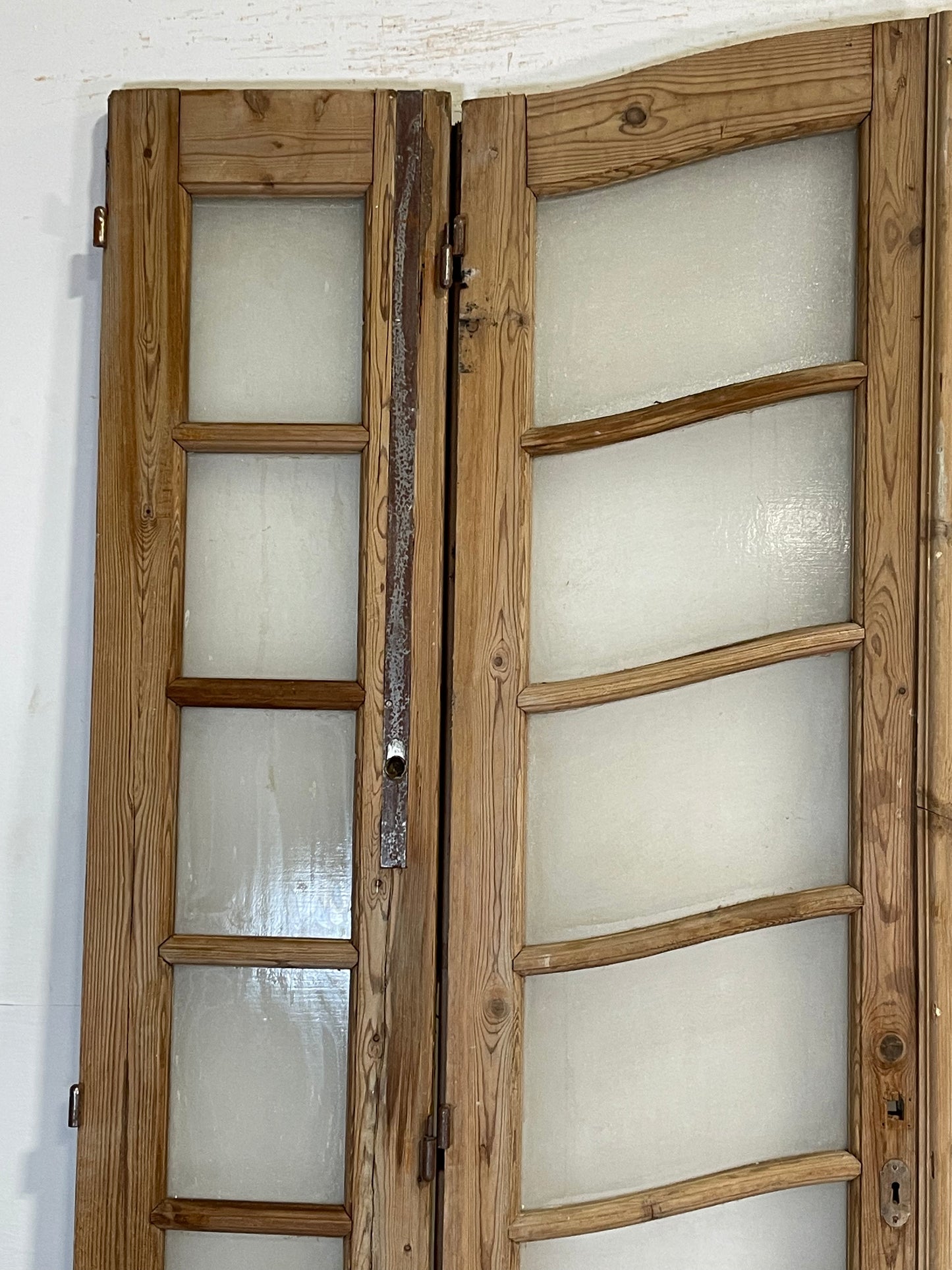 Antique French doors with glass and Transom  (  89&86 x 67.5) K217