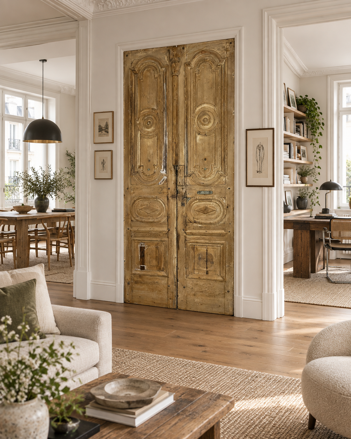 Antique French panel doors with Carvings (119 x 51.5) P50