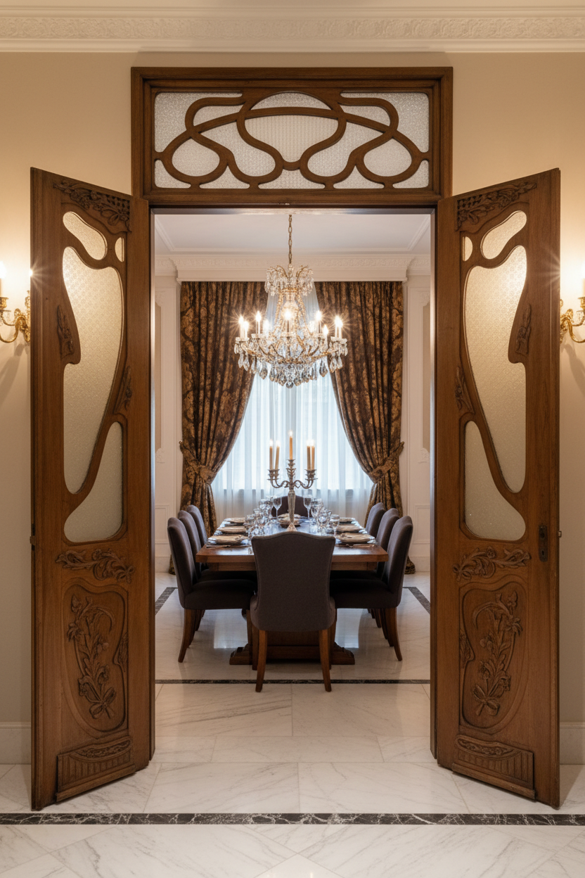 Antique Farouk Palace  doors with glass (F 130.5x46.5) (D 103.5x42.75) I256