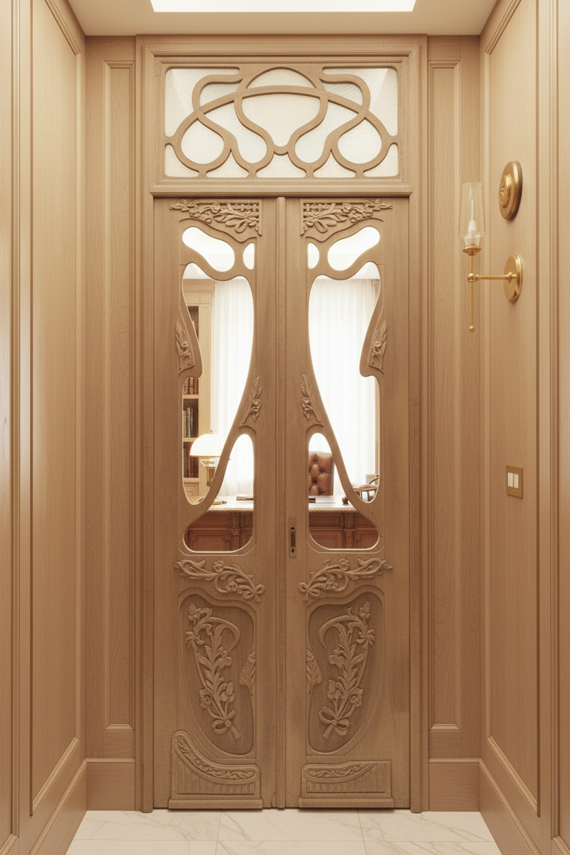 Antique Farouk Palace  doors with glass (F 130.5x46.5) (D 103.5x42.75) I256