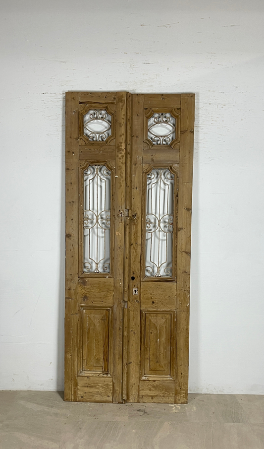 Antique French panel doors with Metal (97x40) P123